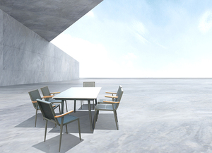 Bộ bàn ăn ngoài trời bằng thép và 4 ghế xếp chồng được, bộ bàn ghế sân vườn bằng nhôm - Product Image 6