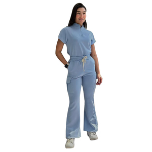 YUHONGサイドスプリットヘムカフススリーブスクラブトップIDバッジ付きスロットテーパーデザイン通気性 - Product Image 6