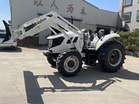 Traktor Roda Empat Fleksibel Warna Putih 100HP Multifungsi dengan Pemuat Depan, Blader/Bulldozer, Penggerak Gir, Pompa Mesin, dan Gearbox