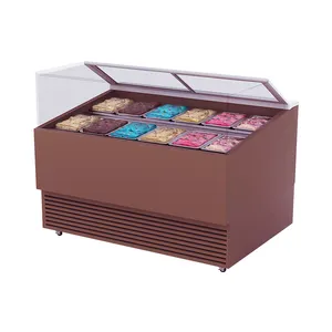 超市设备弧形滑动玻璃门胸部深冰柜冰淇淋展示展示冷水机冰箱