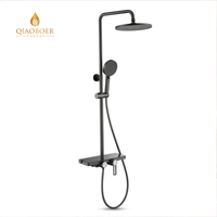 Ensemble de douche contemporain 3 fonctions avec douchette et étagère de rangement pour la rénovation des salles de bain d'hôtels et d'appartements