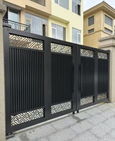 Portail battant en aluminium noir thermolaqué, nouveau modèle, prix usine, élégant, pour trottoir ou clôture