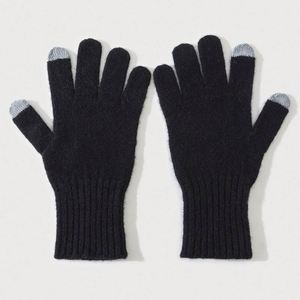 Autumn Winter Fashion 100% <b>Wool</b> Knitted Beanie Hat Touchscreen <b>Gloves</b> Set Solid Color Warm Thicken Casual Hat <b>Gloves</b> Set - Product Image 3