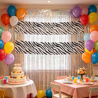 Bannière rideau à franges en feuille d'aluminium à imprimé animal, toile de fond en guirlande métallique pour décorations de fête d'anniversaire, vente en gros personnalisée
