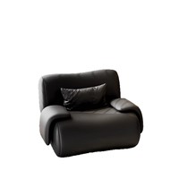 Canapé une place de style italien, fauteuil lounge noir design, canapé de salon en cuir de luxe léger au toucher sophistiqué