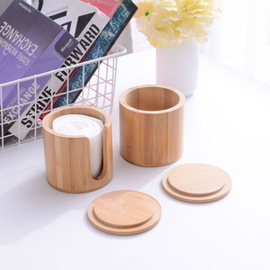 Tarro de almacenamiento de madera redondo minimalista moderno para desmaquillador de condimentos de té o almacenamiento de papel de seda bambú Natural - Product Image 3
