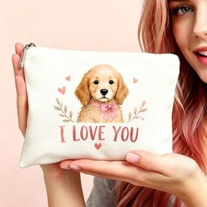 Sac à cosmétiques Golden Retriever Puppy Love polyvalent pour femmes, idéal pour maman, filles, amies, cadeaux parfaits pour les voyages et les anniversaires - Product Image 2