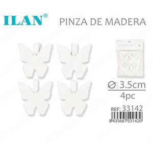 ILAN Mollette in Legno a Forma di Farfalla 3,5cm 4pz per Fermagli da Abbigliamento - Product Image 3