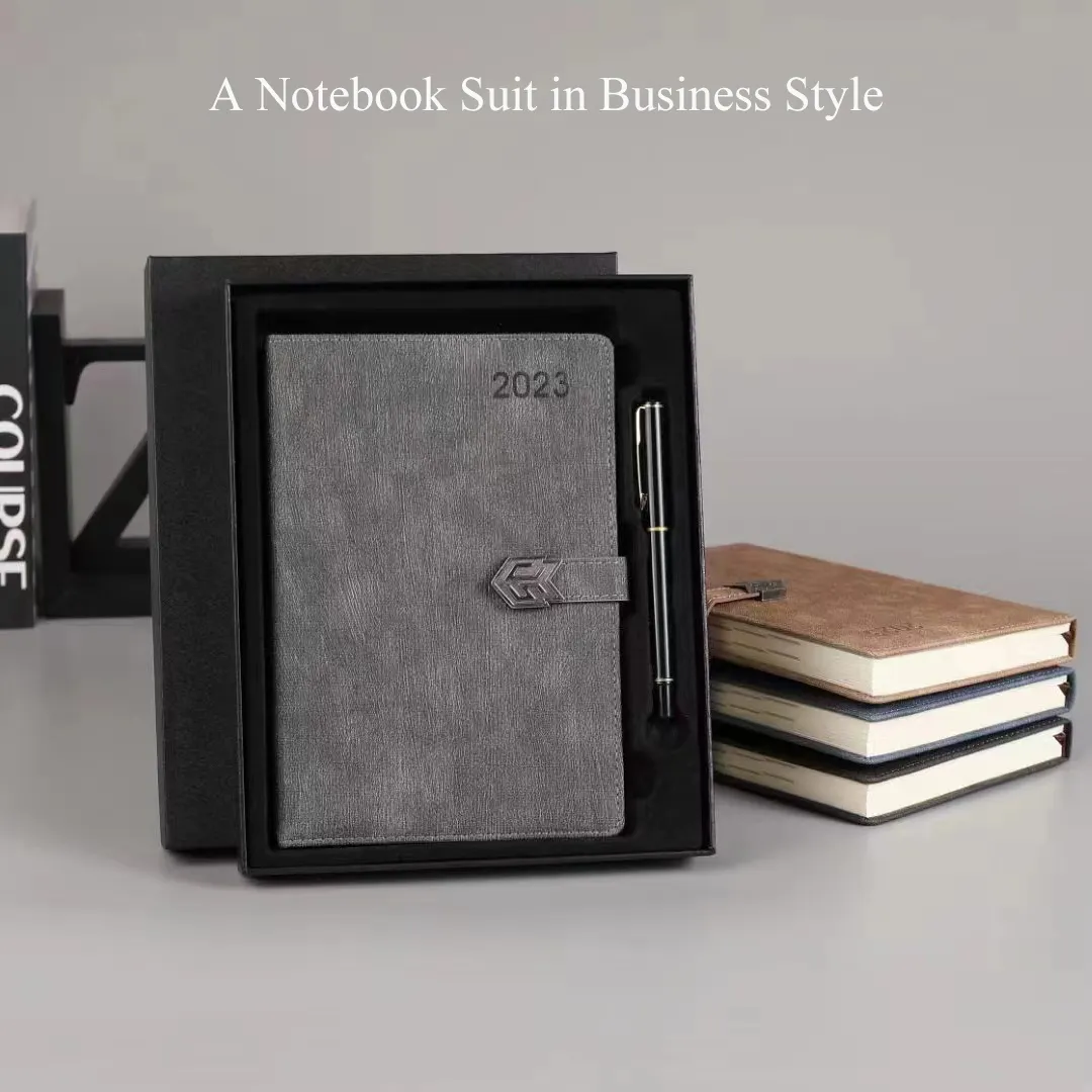Cuaderno de cuero PU personalizado de alta calidad, planificador de comida personalizado, cuaderno de tapa dura A5 2023 con logotipo personalizado