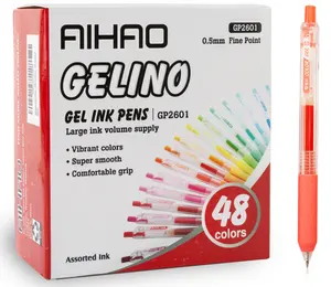 High Quality Test Good Gel Ink Pen 48 Colored Retractable 0.5mm Fine Point Gel Pens