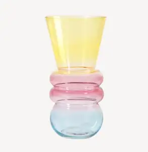 卸売カスタマイズ北欧リビングルームカラフルウェディングガラスクリエイティブフラワー花瓶虹色花瓶