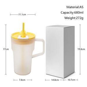Vaso de Plástico Ecológico de 680 ml con Asa y Tapa de Rosca Tipo Pajita, Botella de Agua para Uso en Campamentos - Product Image 2