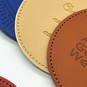 Wholesale Custom Design Logo Round Blank Black Leatherette Cup Mat Set Custom Tea Beer Coffee <b>Drink</b> Pu Leather <b>Coasters</b> - Product Image 6