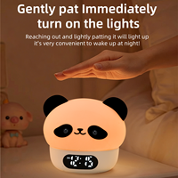 Décoration d'intérieur, réveil numérique à piles, horloge de table LED intelligente avec lumière nocturne en silicone en forme de panda, tactile, avec changement de couleur