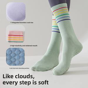 Calcetines <span class=keywords><strong>de</strong></span> Yoga a media pantorrilla para mujer, estampado deportivo <span class=keywords><strong>de</strong></span> Ballet, equipo antideslizante, puño <span class=keywords><strong>de</strong></span> punto, desodorante absorbente <span class=keywords><strong>de</strong></span> sudor, puro otoño ODM - Product Image 2