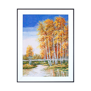 Peinture à l'aiguille de fleurs de forêt de <span class=keywords><strong>bouleau</strong></span> exquise, style moderne, matériau en lin, écologique, imperméable, design personnalisé, art mural - Product Image 2