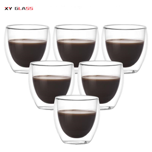 Taza de cristal de café de doble pared reutilizable clásica resistente al calor - Product Image 1