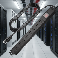 Multiprise PDU 8 prises avec protection contre les surtensions, câble de 2 m, montage en rack, environnement de bureau/IT