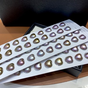 Perles en forme de cœur en eau de mer, perles en vrac, 14 mm, couleur or violet naturel, vente en gros, 20 pièces par carte - Product Image 3