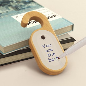 Luce di messaggio con sensore di movimento in legno con lavagna scritta luce a LED per maniglie delle porte ricaricabile con luce LED giallo caldo - Product Image 5