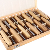 Ensemble de 12 ciseaux à bois en acier à grande vitesse sculptés à la main Kits d'outils de sculpture sur bois pour débutants et professionnels