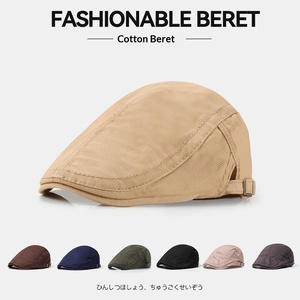Wholesale Custom Vintage Pure Cotton Beret Hat - Unisex Casual Minimalist <strong>Painters</strong> Cap Flat Cap Men Women Retro Style OEM - Product Image 1