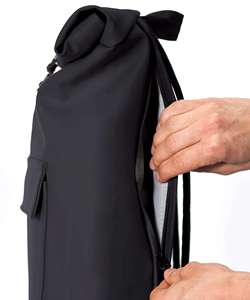 Custom Canvas Water-repellant <b>Backpack</b> <b>Black</b> Durable Casual Daypack Roll Top <b>Backpack</b> - Product Image 6