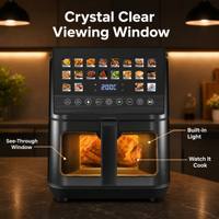 Nueva Freidora de Aire Inteligente de 9L con Temporizador de 24H, Calentamiento Dual, 20 Programas Automáticos, Pantalla Táctil Digital, Acero Inoxidable