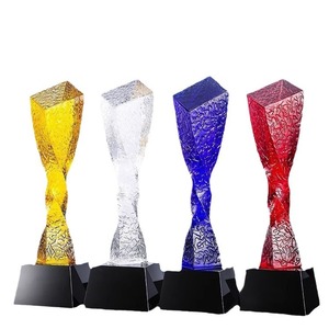 Danh dự của tinh thể <span class=keywords><strong>3D</strong></span> laser khắc màu xanh đá quý màu đỏ rõ ràng màu Tinh thể thủy tinh Cube Trophy - Product Image 5