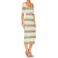 OLAESA Robes tricotées pour femmes Robe multi-élégante en tricot extensible à demi-manches Robe midi en tricot Robe d'été à licou