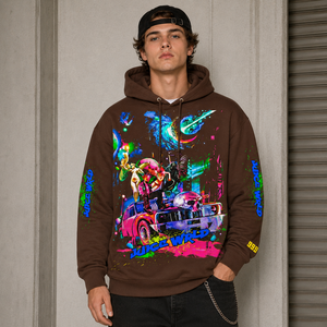 High Quality Men Streetwear Hoodies 100% Cotton Men Oversized Neon Space Car Skull <strong>Juice</strong> Graphic Hoodie Custom Cotton <strong>T</strong>-<strong>shirt</strong> - Product Image 2