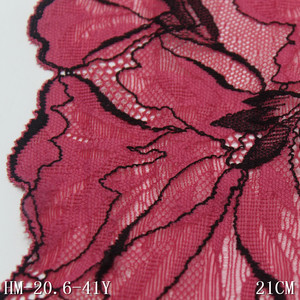 Bordure en dentelle extensible douce bicolore rose et noire de 21 cm de large, de haute qualité, faite à la main, pour vêtements, soutiens-gorge, style sexy - Product Image 4