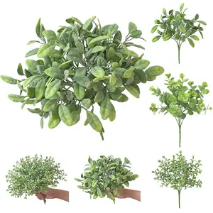 Plantas verdes simuladas, arbustos artificiales de plástico, Serie de niebla de hierba, decoración, ramo de flores para el hogar, planta de pared de boda