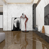 Керамогранитная плитка под мрамор Emperador Dark Brown 600x1200 мм, легко чистится, водонепроницаемая, для пола и стен, для гостиной