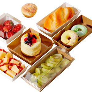 Boîte à pâtisserie rectangulaire transparente en papier plastique, boîte à sandwich, boîte à tarte aux œufs, boîte d'emballage pour pain, dessert, gâteau - Product Image 1