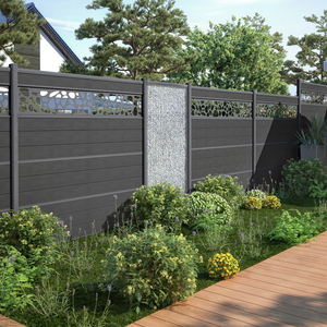 Valla de Panel WPC para jardín resistente a los rayos UV e impermeable, <span class=keywords><strong>precio</strong></span> de fábrica, fácil instalación, VALLA DE WPC de plástico y madera 180x180 - Product Image 4