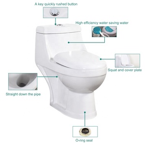 Modernes Einteiliges S-Trap P-Trap Sanitär-Keramik-<span class=keywords><strong>WC</strong></span> Runde Form Doppelspül-Funktion Verlängertes Becken Bodenstehendes <span class=keywords><strong>WC</strong></span> - Product Image 2