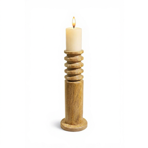 Support de bougie en bois rustique, porte-bougie en bois pour table, décoration de la maison, utilisation sur table à manger et dans le salon - Product Image 1
