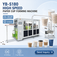 Machine à former des gobelets en papier à grande vitesse YB-S180, 120-150 pièces/min, 2-16 oz, machine à fabriquer des gobelets à café et à thé jetables, certifiée CE, garantie 1 an