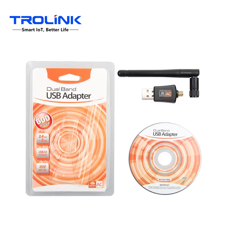 Trolink Usb Wifi Dongle IEEE802.11.b/G/N/Ac Adapter 600Mbps Draadloze Netwerkkaart Dual Band