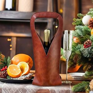 Handcrafted PU Leather Wine Bottle Sleeve Gift <b>Bag</b> for Whiskey Welcome Gifts for Housewarming Parties-Customizable Name Embossed - Product Image 1