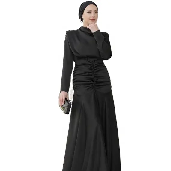 MOTIVE FORCE 2022 High Quality Classic Elegant Fishtail Design Slim Noble Fashion Beautiful Evening Women Muslim Satin Dress