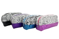 Sac à crayons de coloriage de grande taille sac de rangement de papeterie bricolage Durable éducatif mode coloriage créatif jouet stylo sac