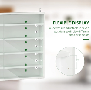 Vitrine moderne à 5 <span class=keywords><strong>niveaux</strong></span> avec <span class=keywords><strong>2</strong></span> portes en verre blanc et <span class=keywords><strong>étagère</strong></span>s réglables Blanc - Product Image 5