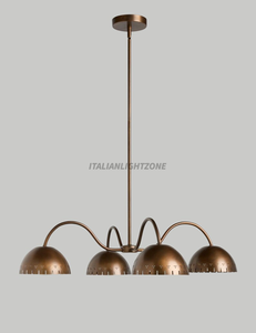 Stylish 1920s Mid Century Brass Dome Chandelier 4 <b>Light</b> Stilnovo Pendant <b>Ceiling</b> Lamp Sputnik Kitchen Island - Product Image 4