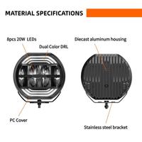Feux de travail LED ronds de 9 pouces, homologués ECE, ambre, DRL, éclairage de conduite supplémentaire, IP68, 12V 24V, pour 4x4, camion, SUV, tracteur
