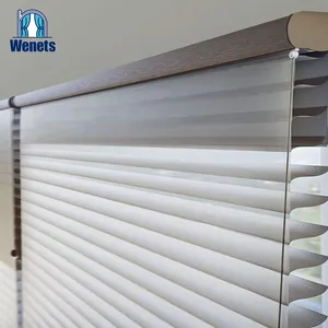 Customized Size Motorized Window Blind Shangri-la Blinds Remote Control Wireless Battery Dual Layer Shade for Privacy