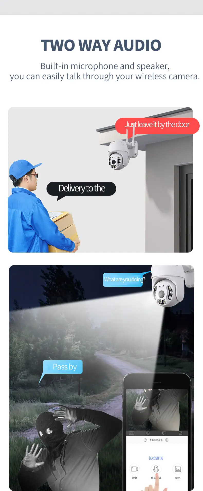 Nhà Máy Giá Built-In Mic Wifi Ip PTZ Dome Camera Phát Hiện Chuyển Động Ai Cctv Camera