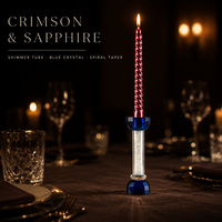 Porte-bougie en cristal bleu saphir, coupe octogonale, avec tige en cristal concassé, base à facettes, décoration moderne pour la maison et la table