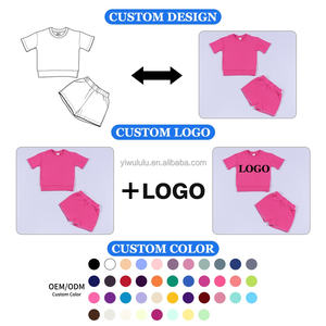 Set Sportivo per Ragazze con <span class=keywords><strong>Felpa</strong></span> a Maniche Corte e Pantaloncini Ricamati, Elegante Tinta Unita Personalizzabile - Product Image 4